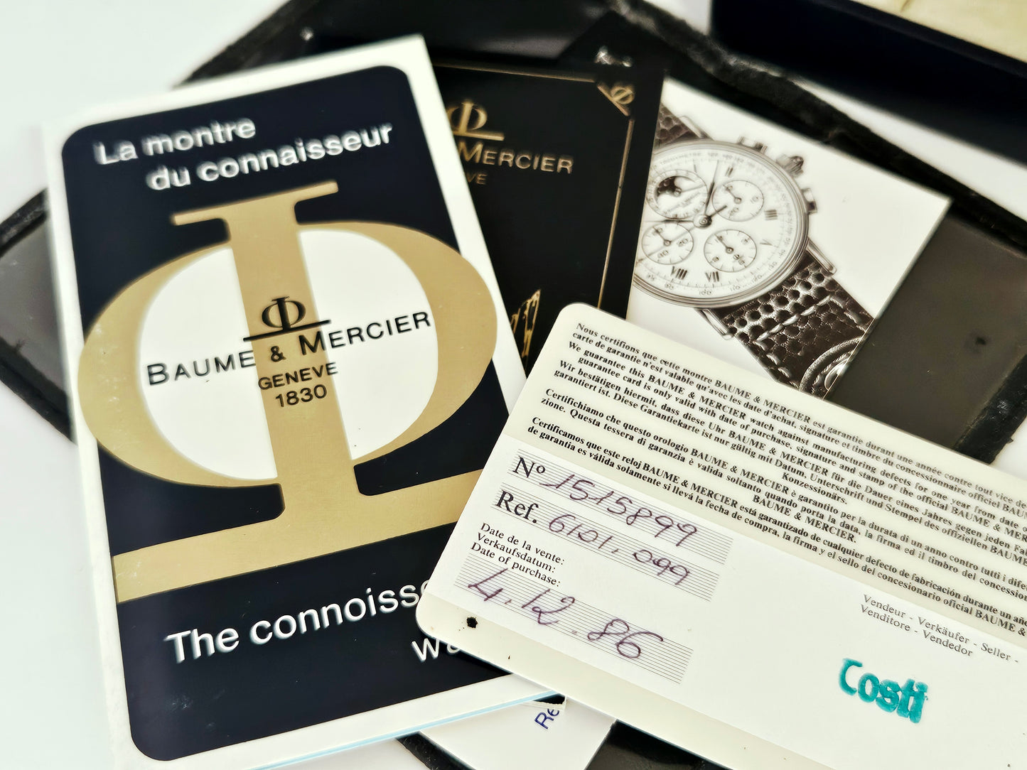 Baume & Mercier - Chronograph Tricompax - Ref. 6101-099 - Acciaio e Oro 18Kt - Set Completo - 1986