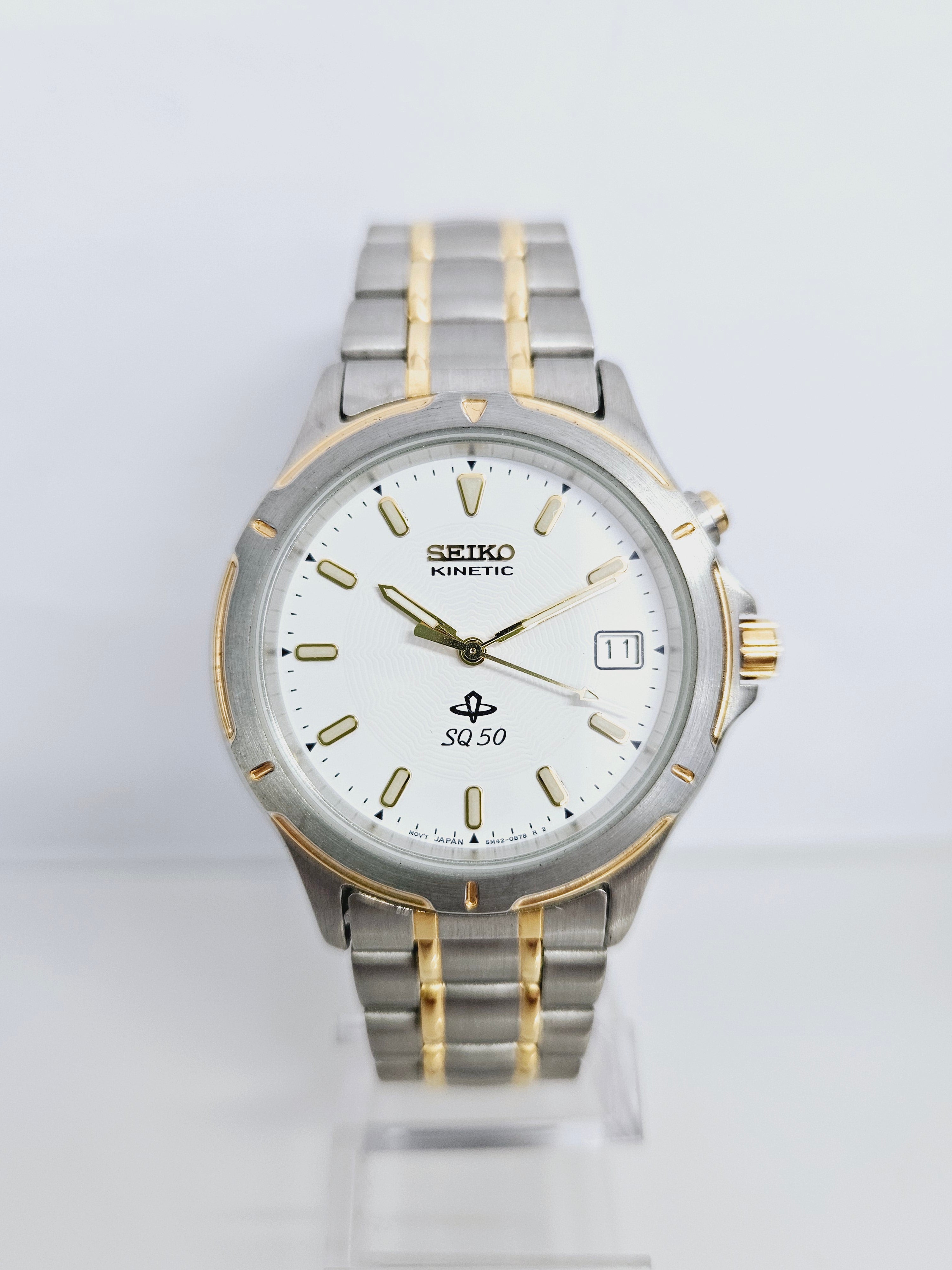 Seiko Kinetic Sq50 Ref 5m42 0B20 Gold Steel Nos DS Lab seiko-kinetic-sq50-ref-5m42-0b20-gold-steel-nos-ds-lab