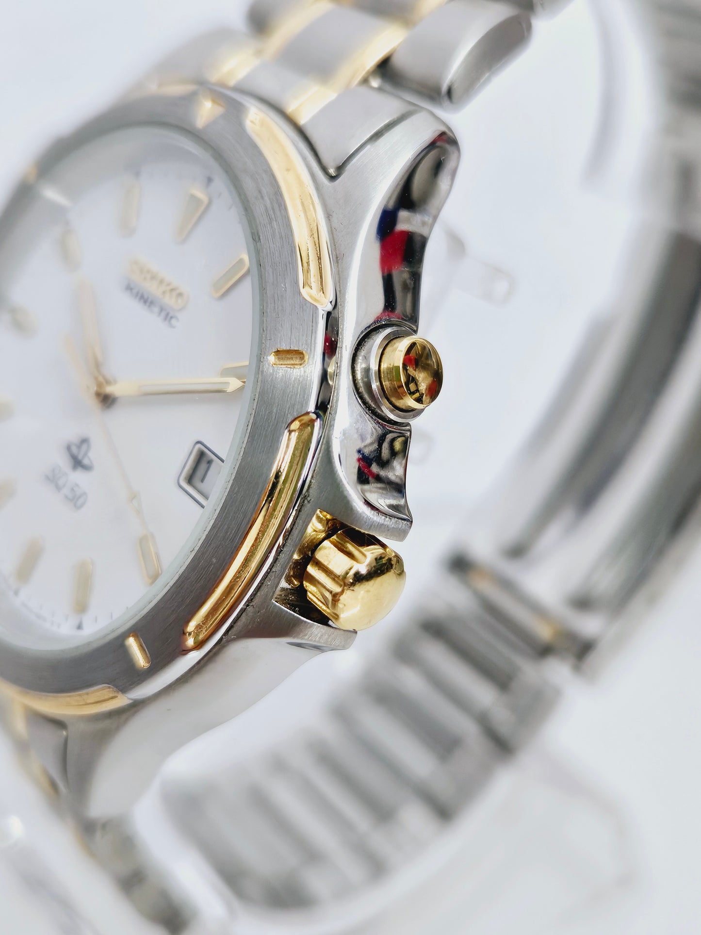 Seiko - Kinetic Sq50 - Ref. 5m42-0B20 - Gold Steel - Nos