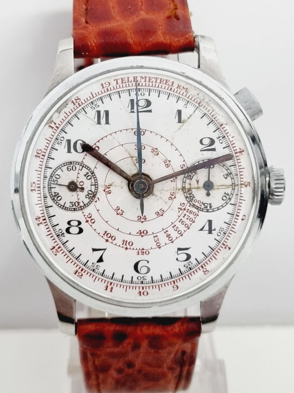 Anonymous Chronograph - Vintage 1930s - Monopusher - Landeron Hahn - Ceramic Dial