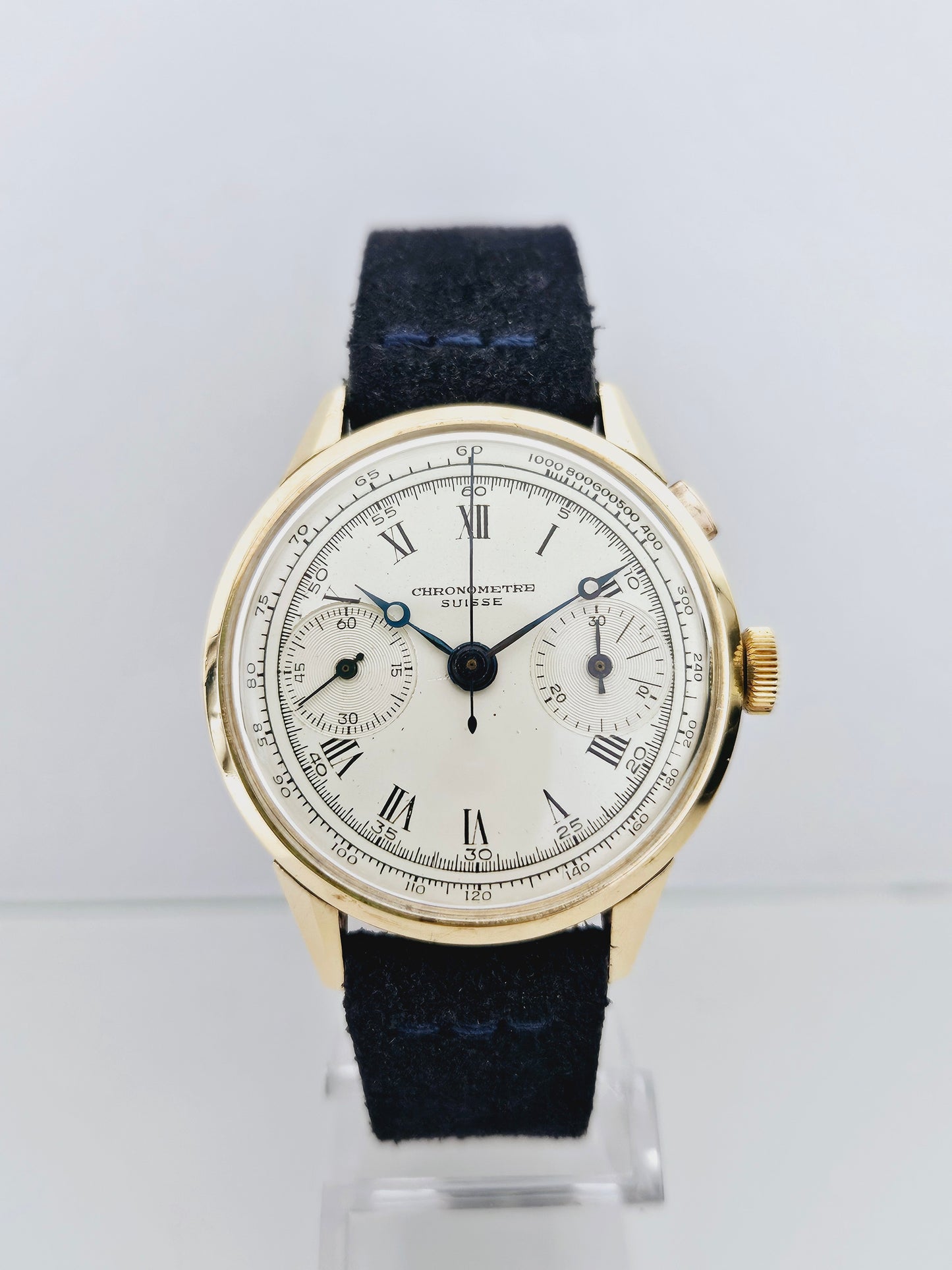 Chronometre Suisse - Full Gold Case 18Kt - Caliber Valjoux 22GH - Vintage Chronograph