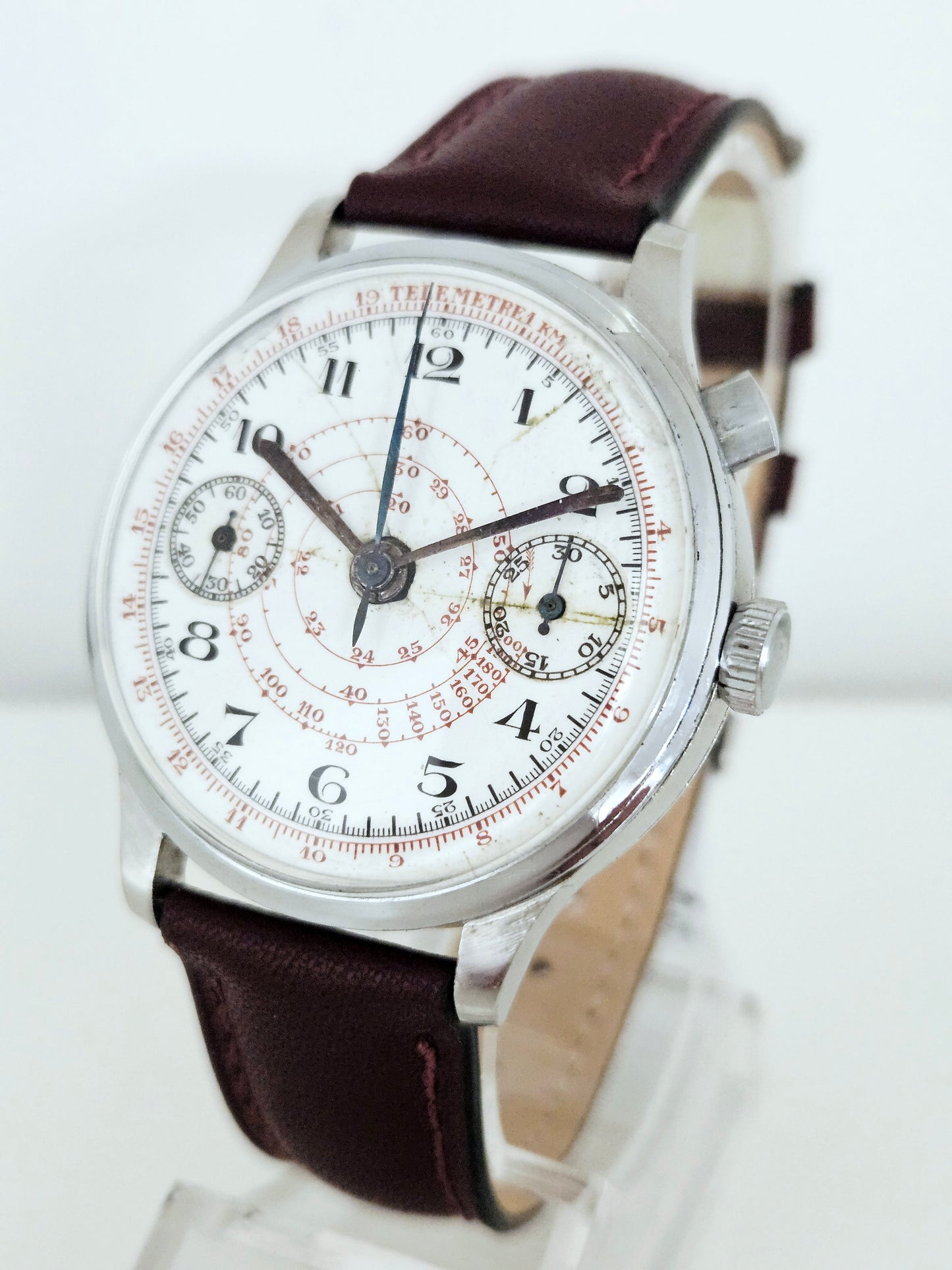 Anonymous Chronograph - Vintage 1930s - Monopusher - Landeron Hahn - Ceramic Dial
