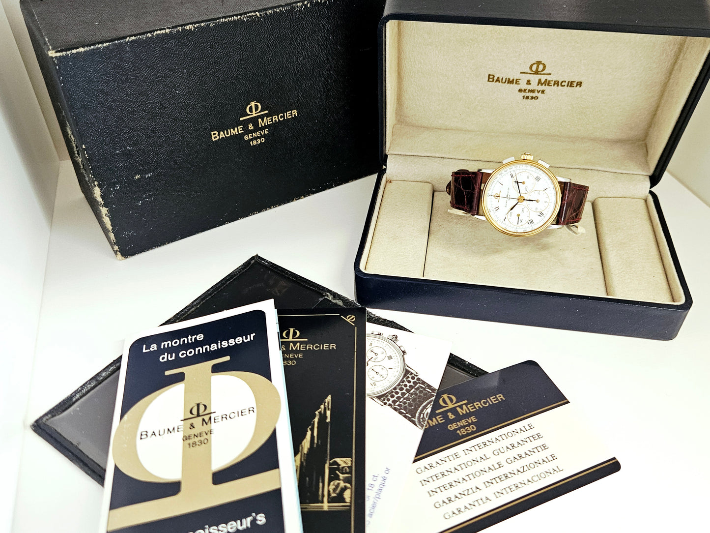 Baume & Mercier - Chronograph Tricompax - Ref. 6101-099 - Acciaio e Oro 18Kt - Set Completo - 1986