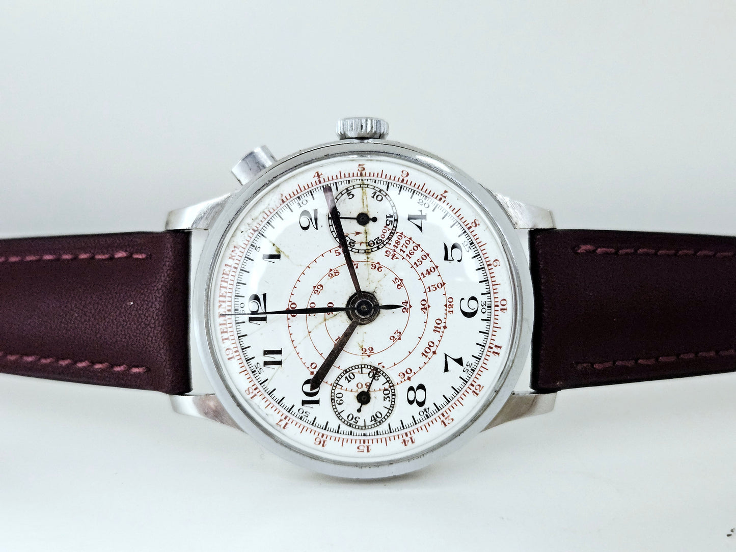 Anonymous Chronograph - Vintage 1930s - Monopusher - Landeron Hahn - Ceramic Dial