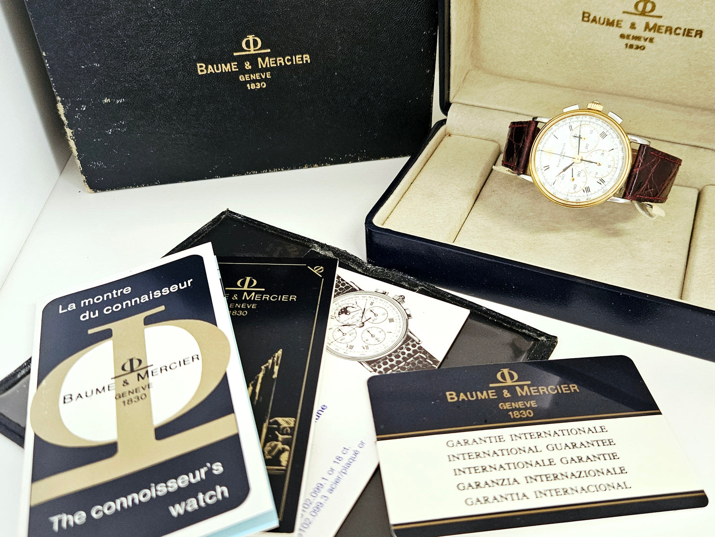 Baume & Mercier - Chronograph Tricompax - Ref. 6101-099 - Acciaio e Oro 18Kt - Set Completo - 1986