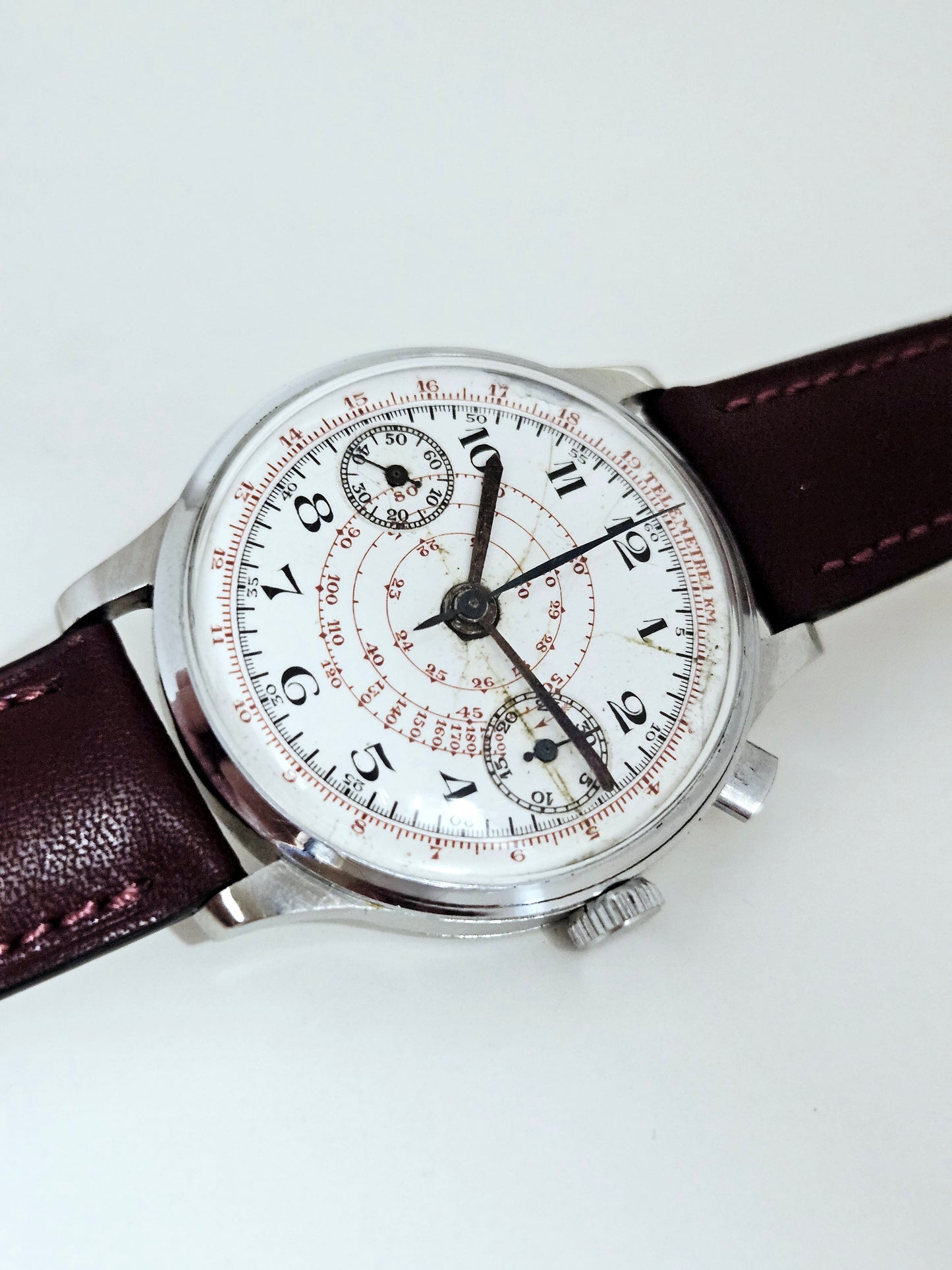 Anonymous Chronograph - Vintage 1930s - Monopusher - Landeron Hahn - Ceramic Dial