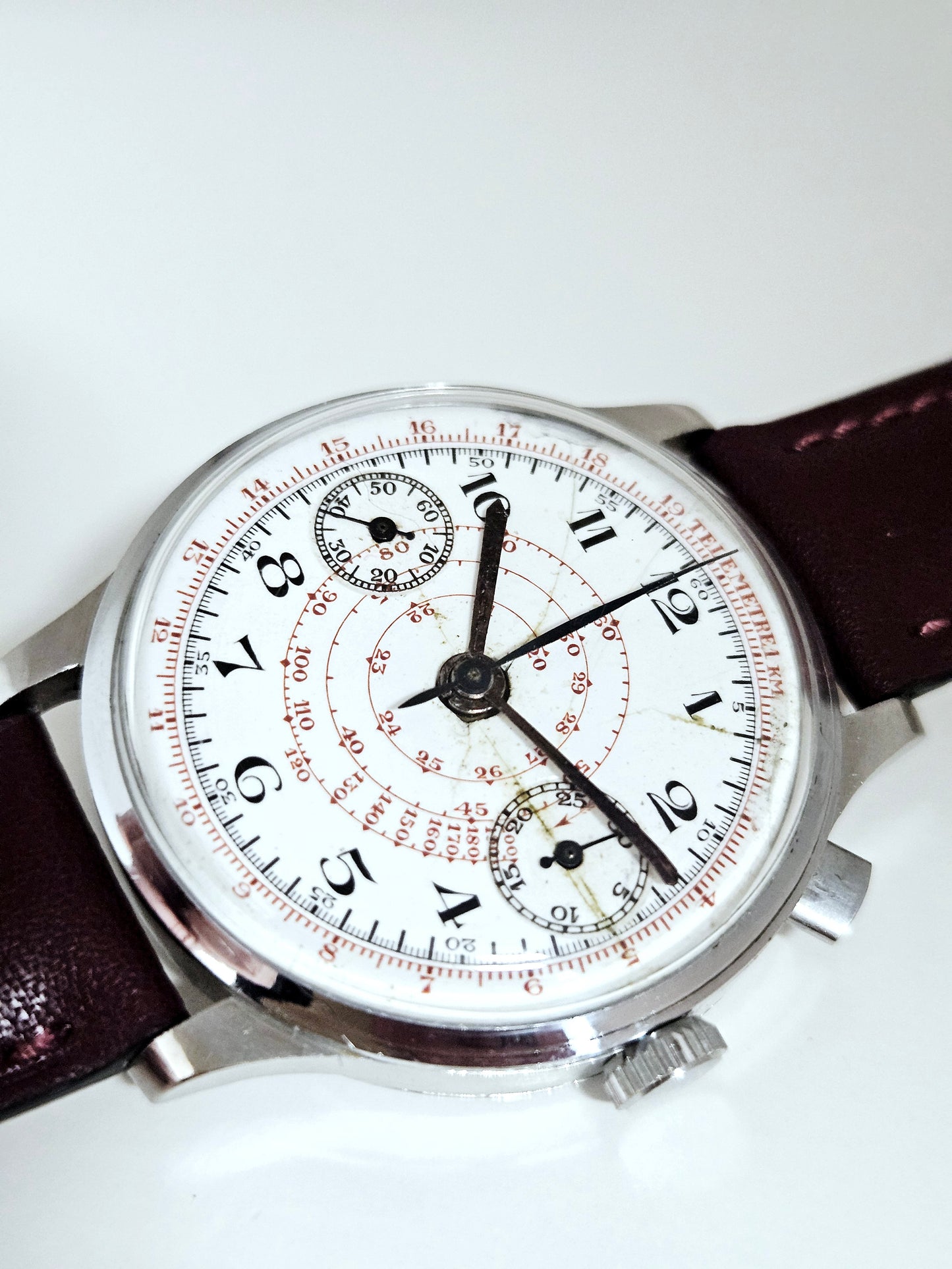 Anonymous Chronograph - Vintage 1930s - Monopusher - Landeron Hahn - Ceramic Dial