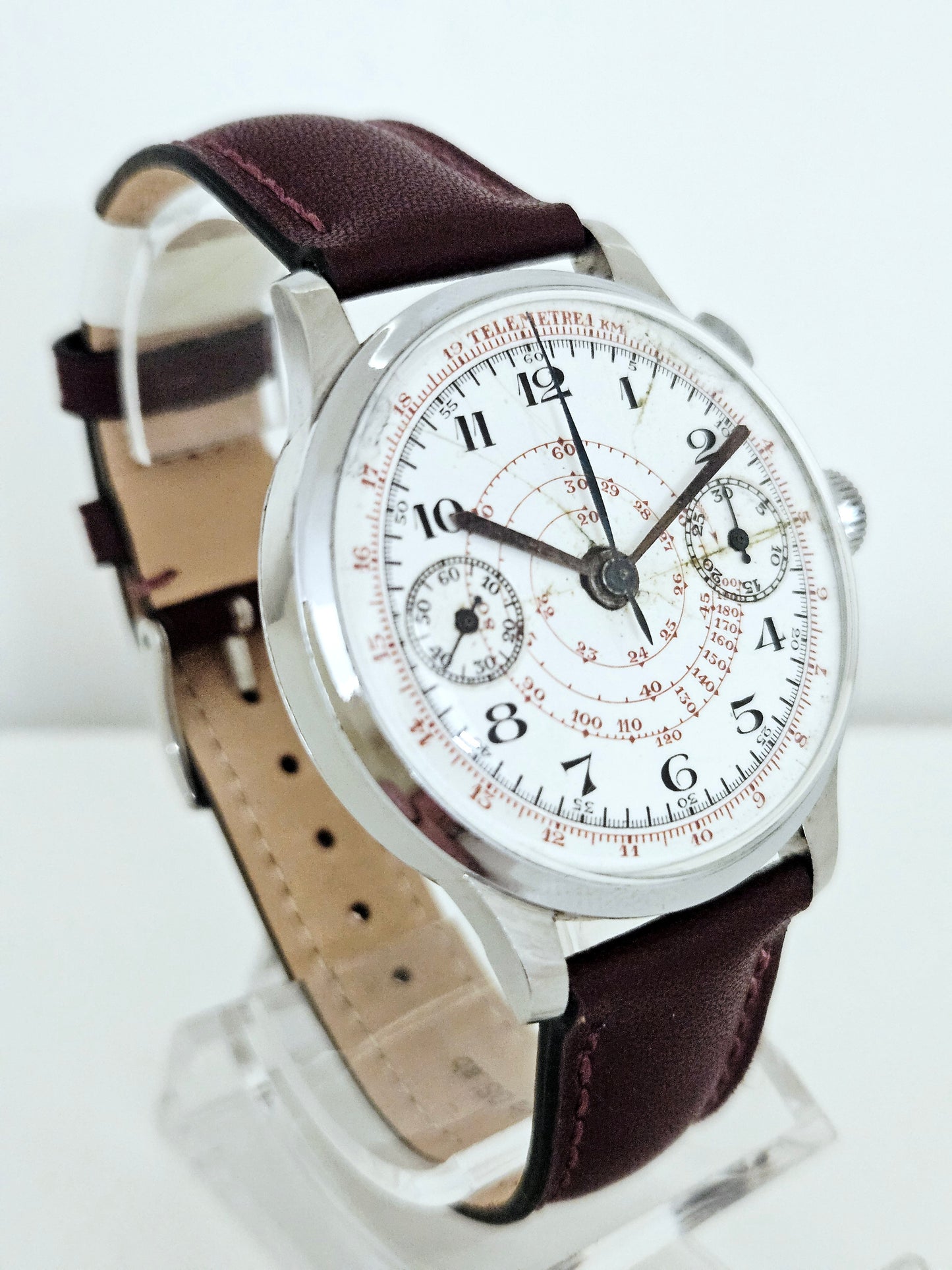 Anonymous Chronograph - Vintage 1930s - Monopusher - Landeron Hahn - Ceramic Dial