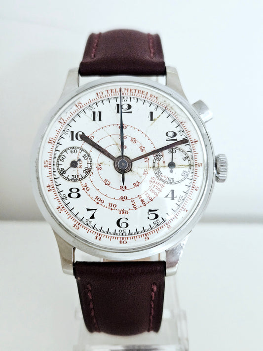 Anonymous Chronograph - Vintage 1930s - Monopusher - Landeron Hahn - Ceramic Dial