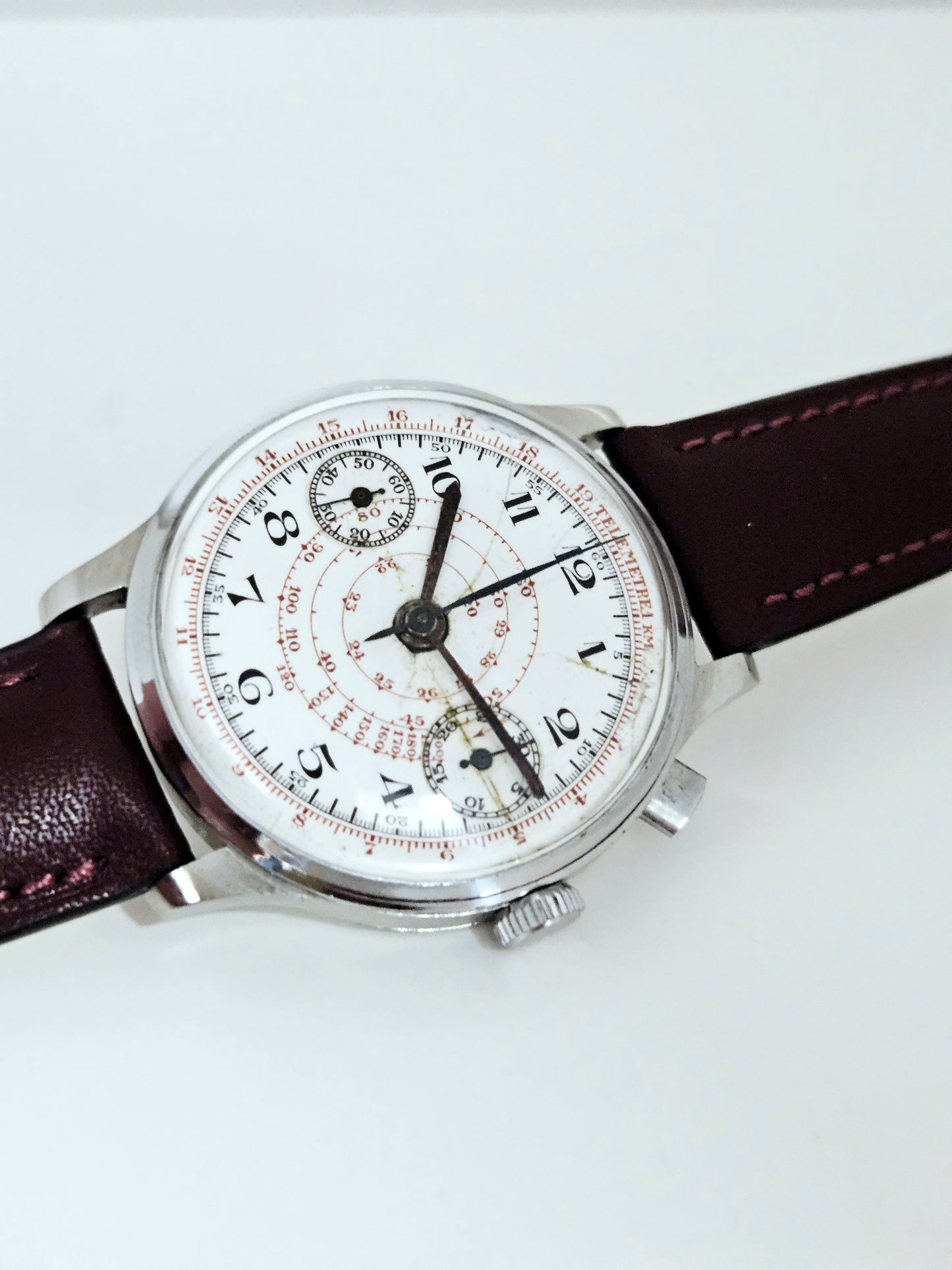 Anonymous Chronograph - Vintage 1930s - Monopusher - Landeron Hahn - Ceramic Dial